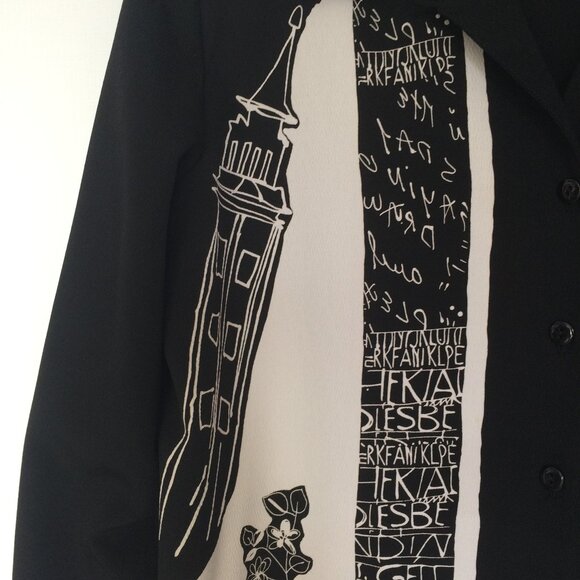 TanJay Petites Womens Blouse Tank Top One Piece Sz 12 Black Floral Long Sleeve - Picture 6 of 10